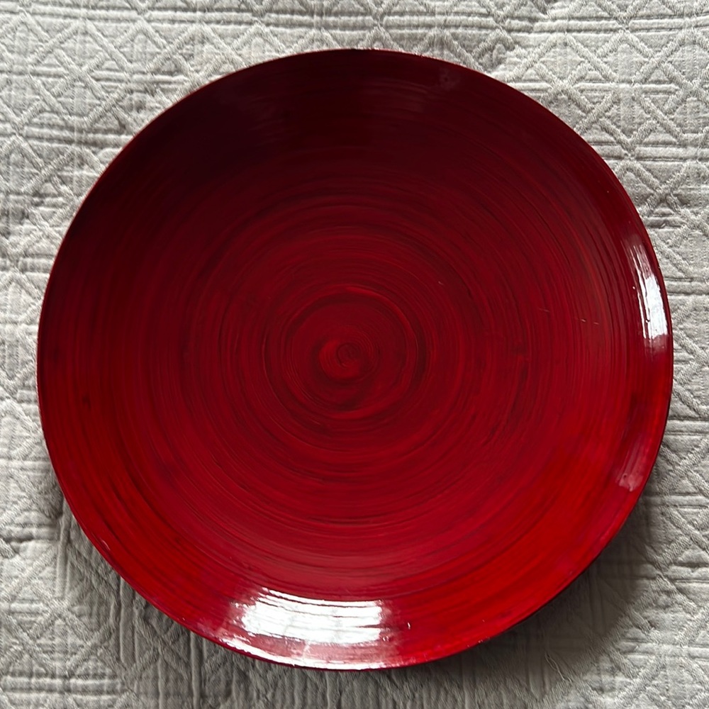 Red Spun Bamboo  Bowl use for Decoration - Leeann Decor